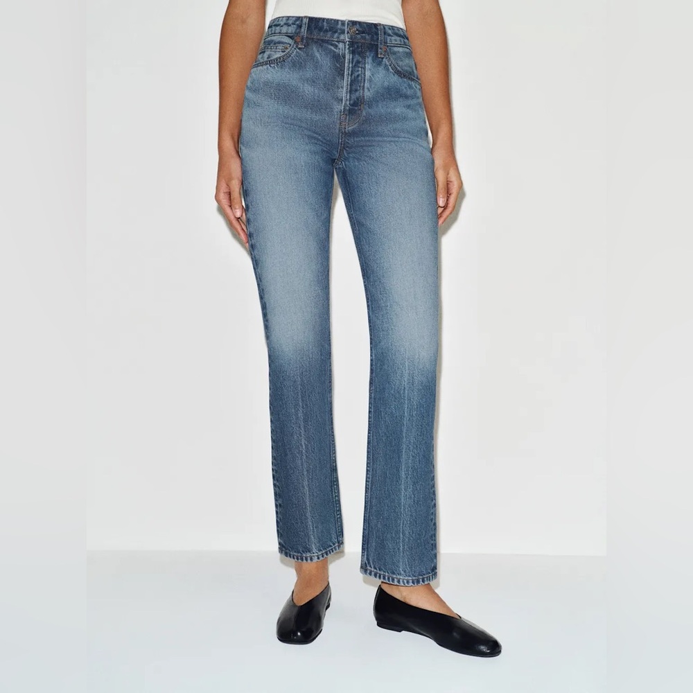 Reformation jeans, high rise straight jeans, size 26, medium wash